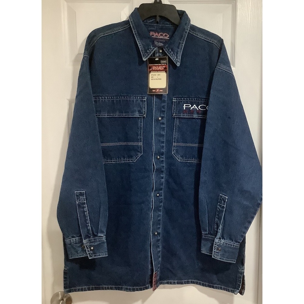 Vintage PACO Jeans Denim Jacket Mens L Lined Quilted Warm Dark Wash 90s